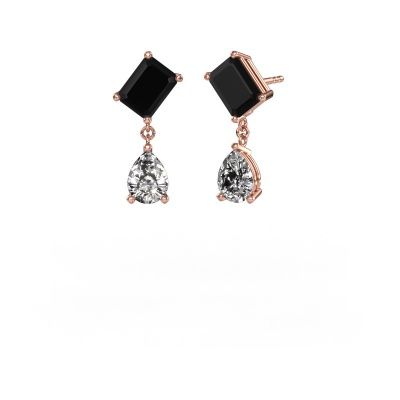 Boucles d'oreilles Toi et Moi EME PER 585 or rose diamant noir 6.20 crt