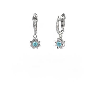 Pendants d'oreilles Camille 2 950 platine topaze bleue 3 mm