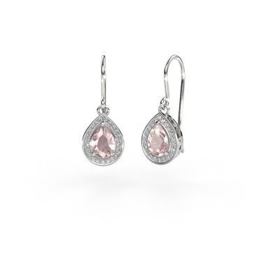 Drop earrings Beverlee 1 585 white gold morganite champagne 7x5 mm