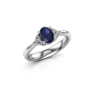 Engagement ring Aleida OVL 1 585 white gold sapphire 7x5 mm