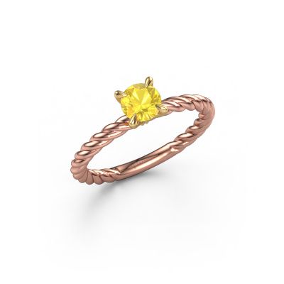 Bague de fiançailles Twanna 585 or rose saphir jaune 5 mm