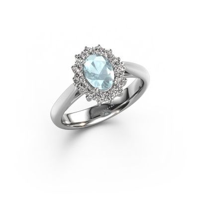 Engagement ring Margien 1 585 white gold aquamarine 7x5 mm