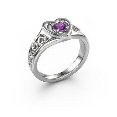 Ring Eura 585 white gold amethyst 4 mm