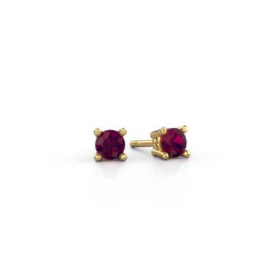 Clous d'oreilles Jannette 585 or jaune rhodolite 4 mm