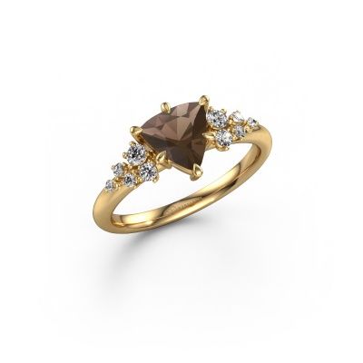 Engagement ring Royce TRI 585 gold smokey quartz 7 mm