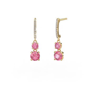 Pendants d'oreilles Tanja 2 585 or jaune saphir rose 4.2 mm