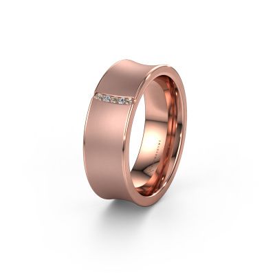 Wedding ring WH2021B 585 rose gold brown diamond ±7x2 mm