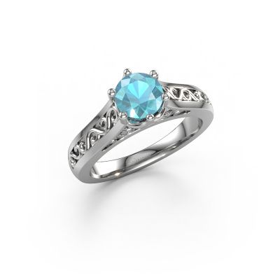 Engagement ring Shan 950 platinum blue topaz 6 mm