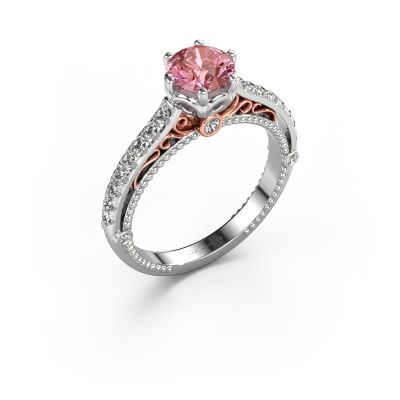 Engagement ring Venita 585 white gold pink lab grown diamond 6.5 mm