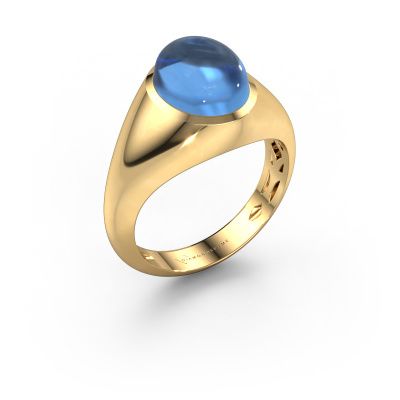 Bague Zaza 585 or jaune topaze bleue 10x8 mm