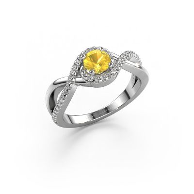 Engagement ring Melody 950 platinum yellow sapphire 5 mm