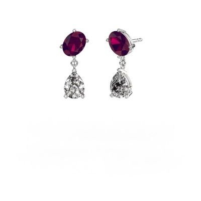 Earrings Toi et Moi OVL-PER 585 white gold rhodolite 8x6 mm