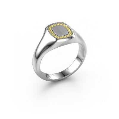 Bague pour homme Floris Cushion 1 950 platine saphir jaune 1.2 mm
