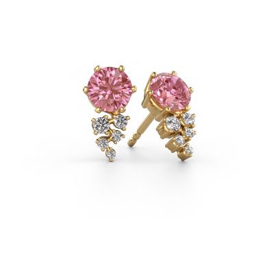 Earrings Royce 585 gold pink lab grown diamond 6 mm