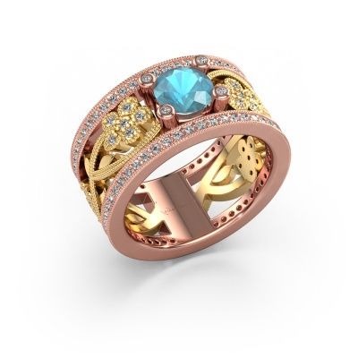 Ring Severine 585 Roségold Blau Topas 6 mm