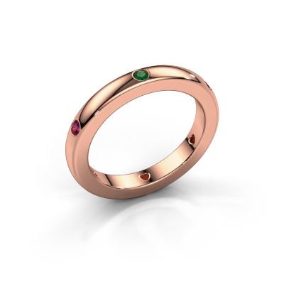 Stackable ring Charla 585 rose gold emerald 2 mm