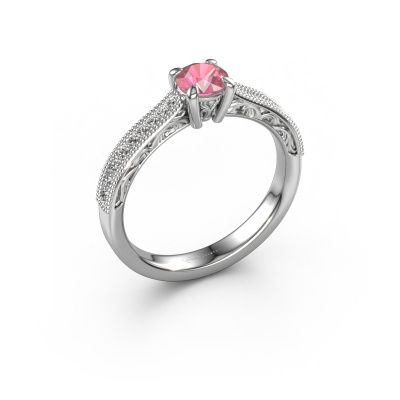 Engagement ring Shonta RND 950 platinum tourmaline pink 4.7 mm