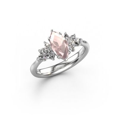 Engagement ring Fiona MRQ 950 platinum morganite champagne 10x5 mm