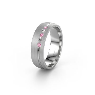 Wedding ring WH0323L25AM 585 white gold pink sapphire ±0.24x0.07 in