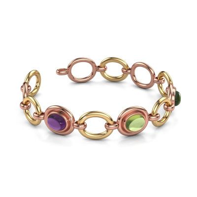 Link bracelet Maxima 3 585 rose gold peridot 9x7 mm