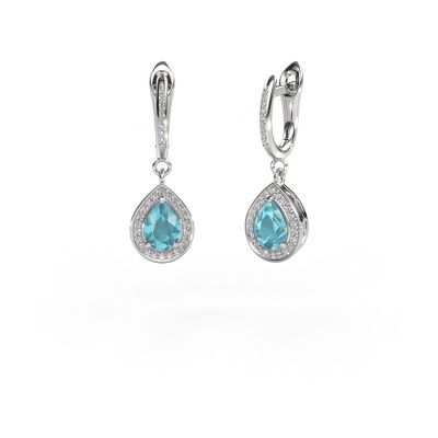 Drop earrings Ginger 2 585 white gold blue topaz 7x5 mm