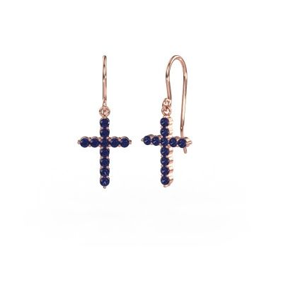 Pendants d'oreilles Cross 585 or rose saphir 2 mm