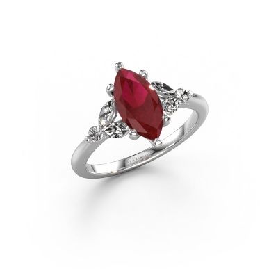 Engagement ring Megan MRQ 950 platinum ruby 11x5.5 mm