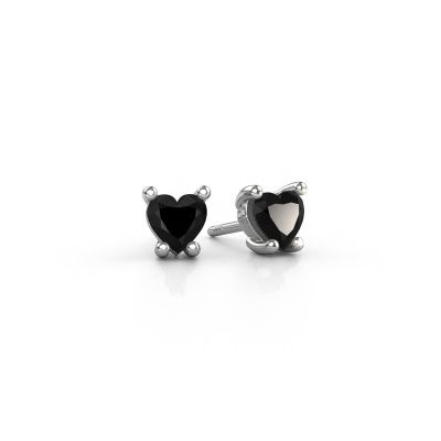 Boucles d'oreilles Sam Heart 585 or blanc diamant noir 0.65 crt
