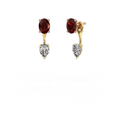 Pendants d'oreilles Kate OVL-PER 585 or rose grenat 7x5 mm