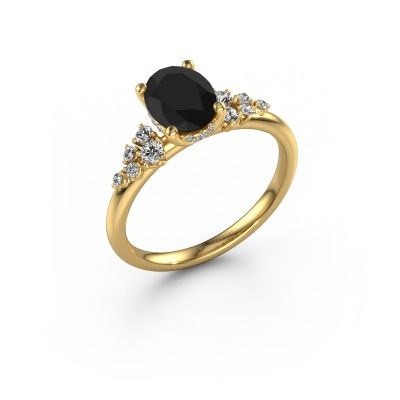 Engagement ring Emma OVL 585 gold black diamond 1.649 crt
