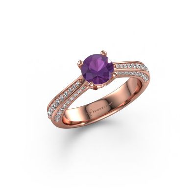 Engagement ring Ruby rnd 585 rose gold amethyst 5.7 mm