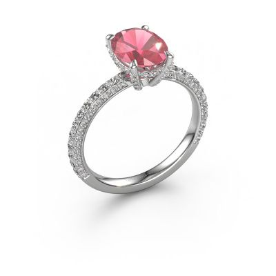 Engagement ring Saskia 2 ovl 585 white gold tourmaline pink 9x7 mm
