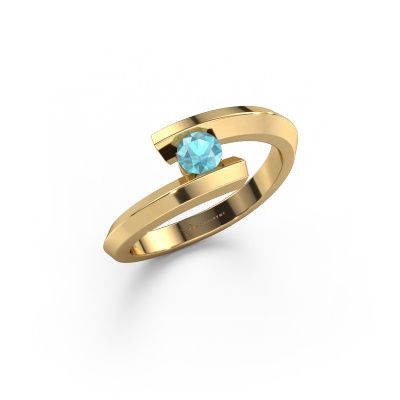 Ring Paulette 585 gold blue topaz 3.4 mm