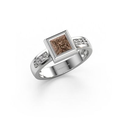 Ring Charlotte Square 585 Weißgold Braun Diamant 0.80 crt