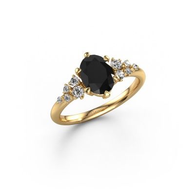 Bague de fiançailles Royce OVL 585 or jaune diamant noir 1.40 crt