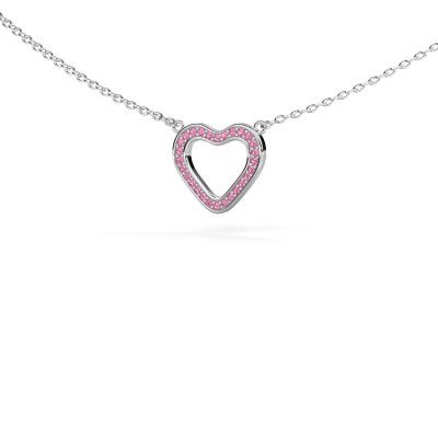 Pendant Heart 3 585 white gold pink sapphire 0.8 mm