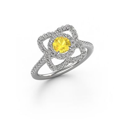 Engagement ring Cleopatra 950 platinum yellow sapphire 5 mm