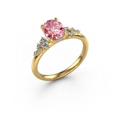 Engagement ring Emma OVL 585 gold pink lab grown diamond 8x6 mm