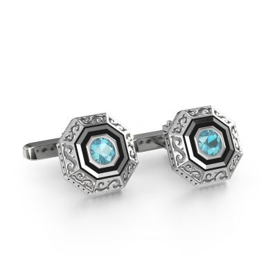 Cufflinks Dion 585 white gold blue topaz 5 mm