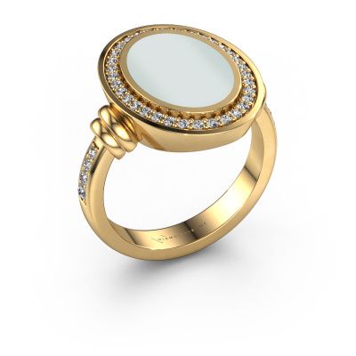 Signet ring Cristina 585 gold green sardonyx 14x10 mm