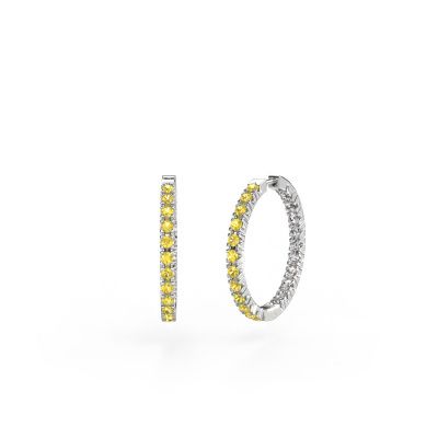 Créoles Miki 20mm 585 or blanc saphir jaune 2 mm