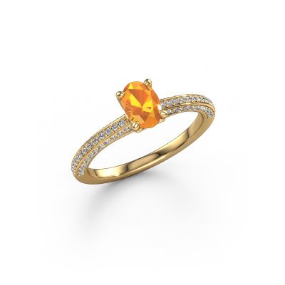 Bague de fiançailles Elenore ovl 585 or jaune citrine 6.5x4.5 mm