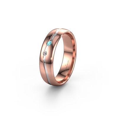 Bague d'amitié WH0907L35X 585 or rose topaze bleue ±5x1.4 mm