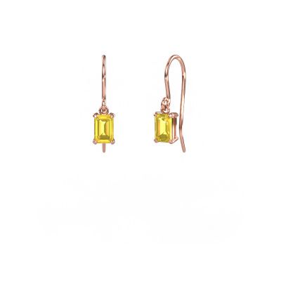 Pendants d'oreilles Laurie EME 1 585 or rose saphir jaune 7x5 mm