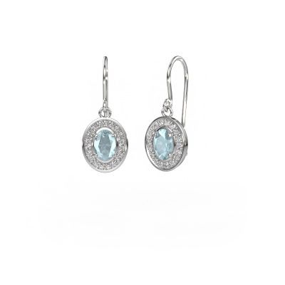 Drop earrings Layne 1 585 white gold aquamarine 6.5x4.5 mm