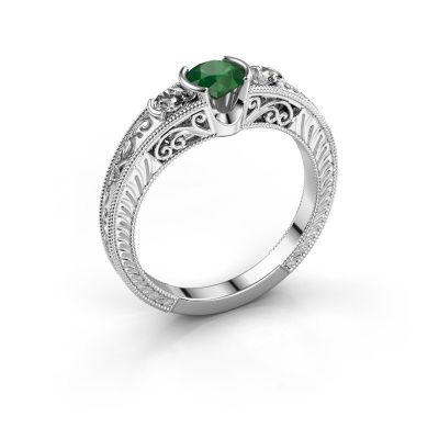 Promise ring Tasia 585 witgoud smaragd 5 mm