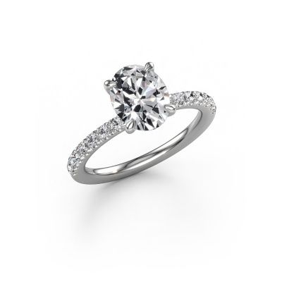 Engagement ring Crystal OVL 2 950 platinum lab grown diamond 2.08 crt