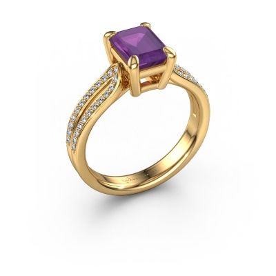 Engagement ring Antonia eme 2 585 gold amethyst 8x6 mm