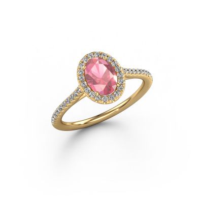 Engagement ring Seline ovl 2 585 gold tourmaline pink 7x5 mm
