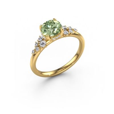 Engagement ring Emma RND 585 gold green lab grown diamond 6.5 mm